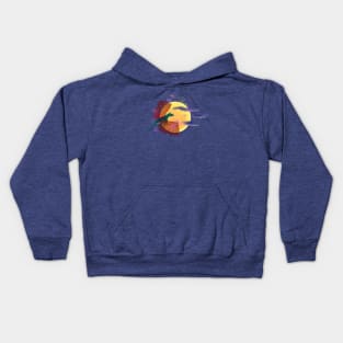 cartoon dragon on the background of the moon Kids Hoodie